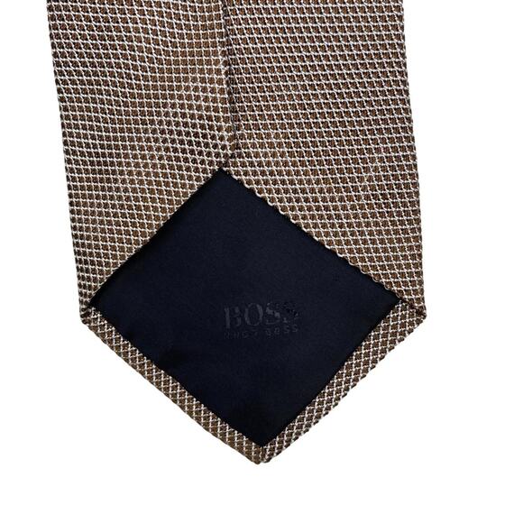 Vintage Hugo Boss Brown 100% Silk Made In Italy Neck Tie - Picture 5 of 9